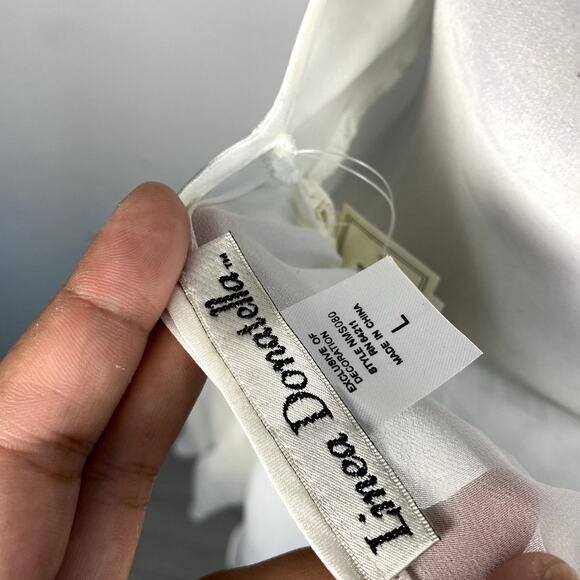 Floral Beaded White Linea Donatella Embroidered Ruffle Strappy Cami Mini Dress - Picture 3 of 7